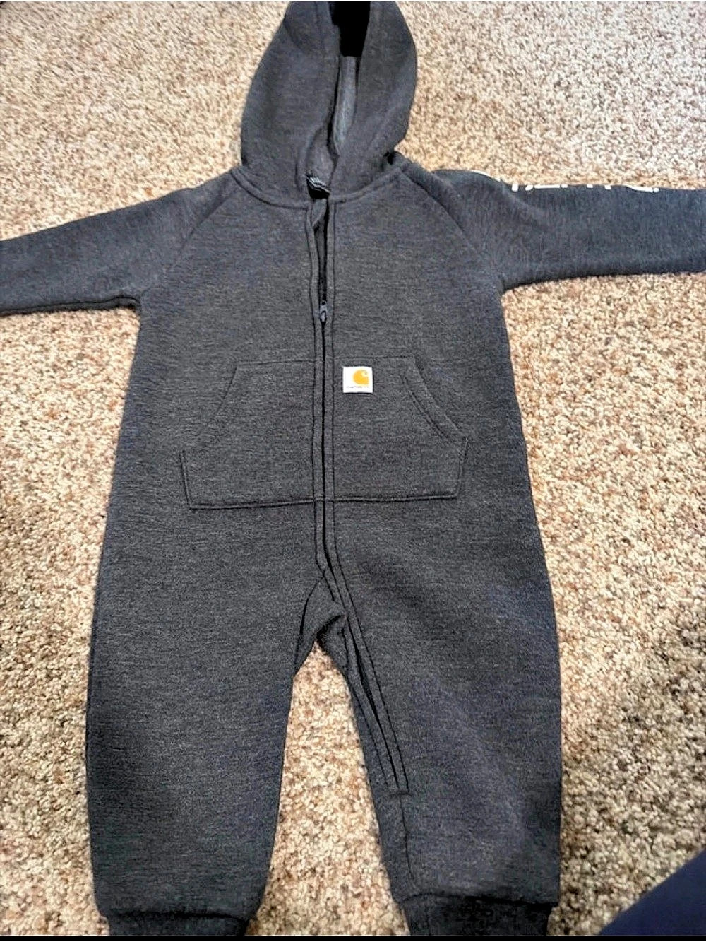 Carhartt Infant Zip-Front Hooded Fleece Coverall Gray